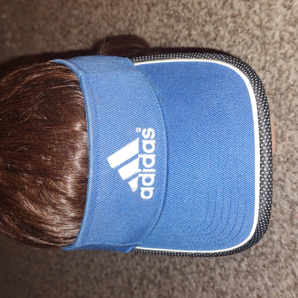 Vtg Adidas Embroidered Three Stripes Adjustable Strapback Golf Visor